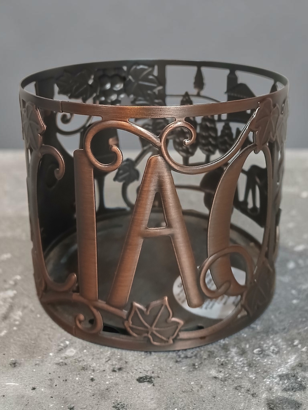 "CIAO" Metal Accent Holder in Antique Copper